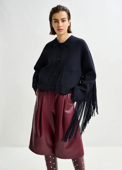 CHAQUETA CROPPED DE PUNTO CON FLECOS
