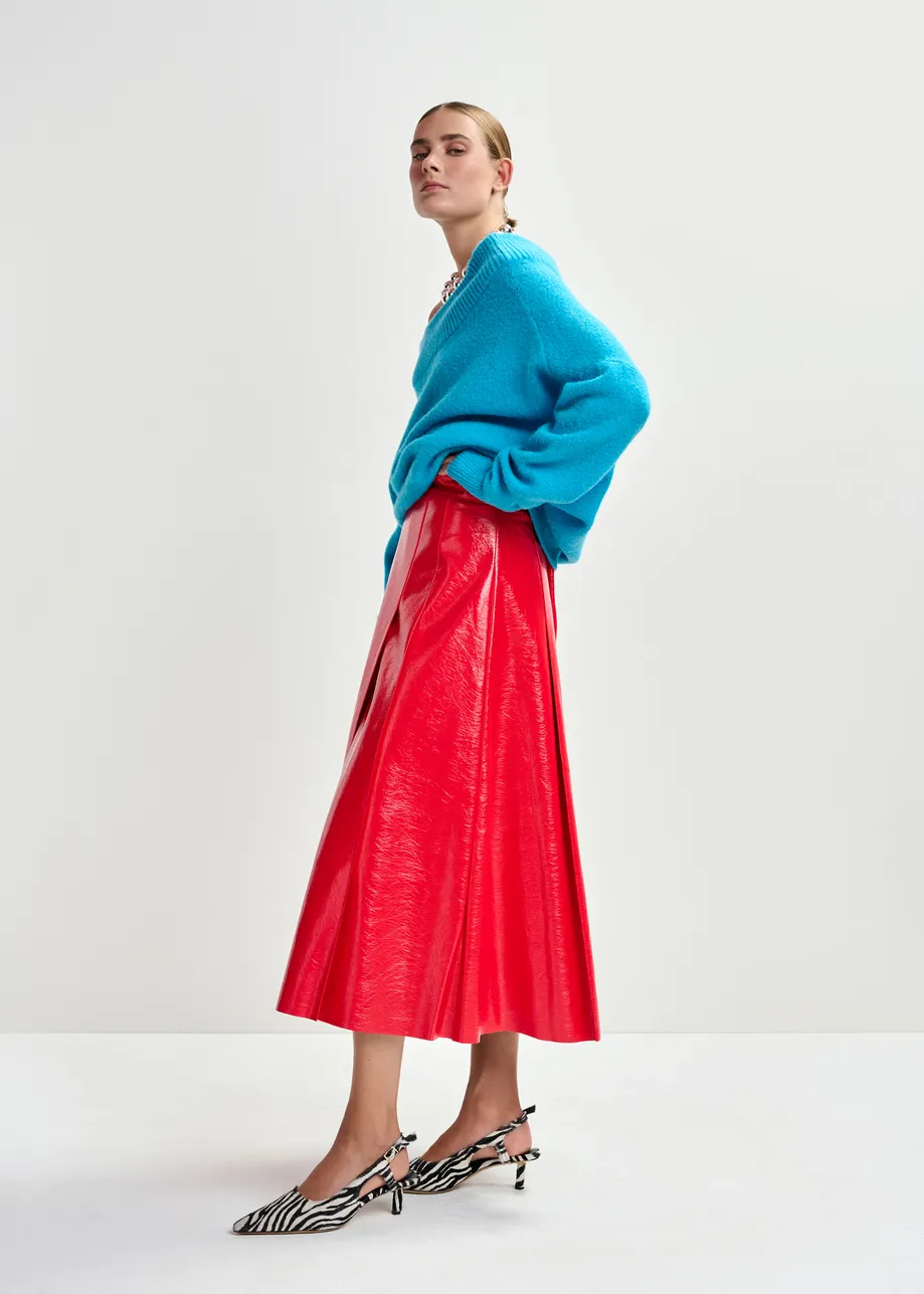 FALDA MIDI CON PLIEGUES EN EFECTO CHAROL 4 FALDA MIDI CON PLIEGUES EN EFECTO CHAROL - Imagen 3
