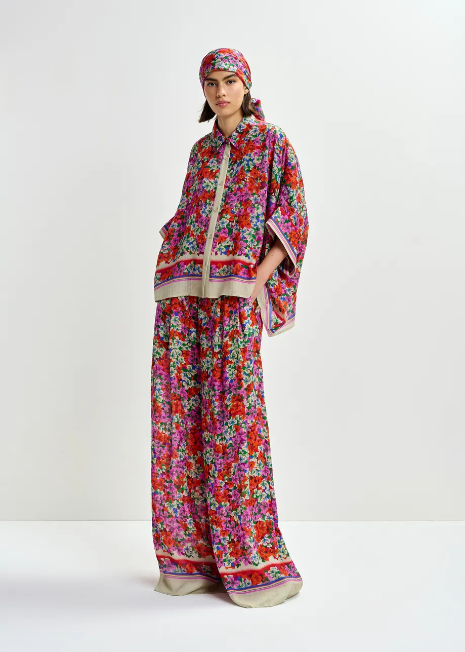 PANTALÓN ANCHO SEDA EN ESTAMPADO FLORAL 2 PANTALÓN ANCHO SEDA EN ESTAMPADO FLORAL