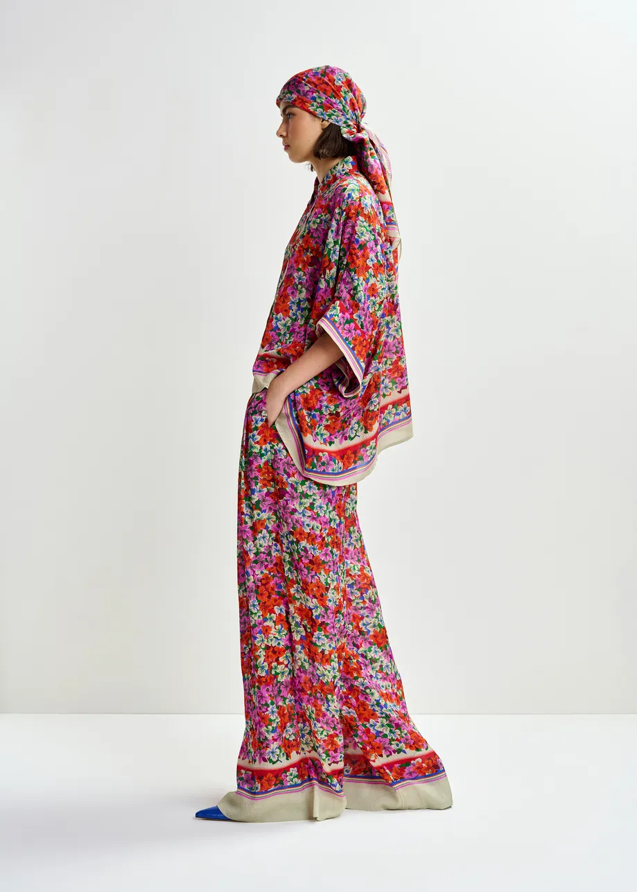 PANTALÓN ANCHO SEDA EN ESTAMPADO FLORAL 4 PANTALÓN ANCHO SEDA EN ESTAMPADO FLORAL - Imagen 3