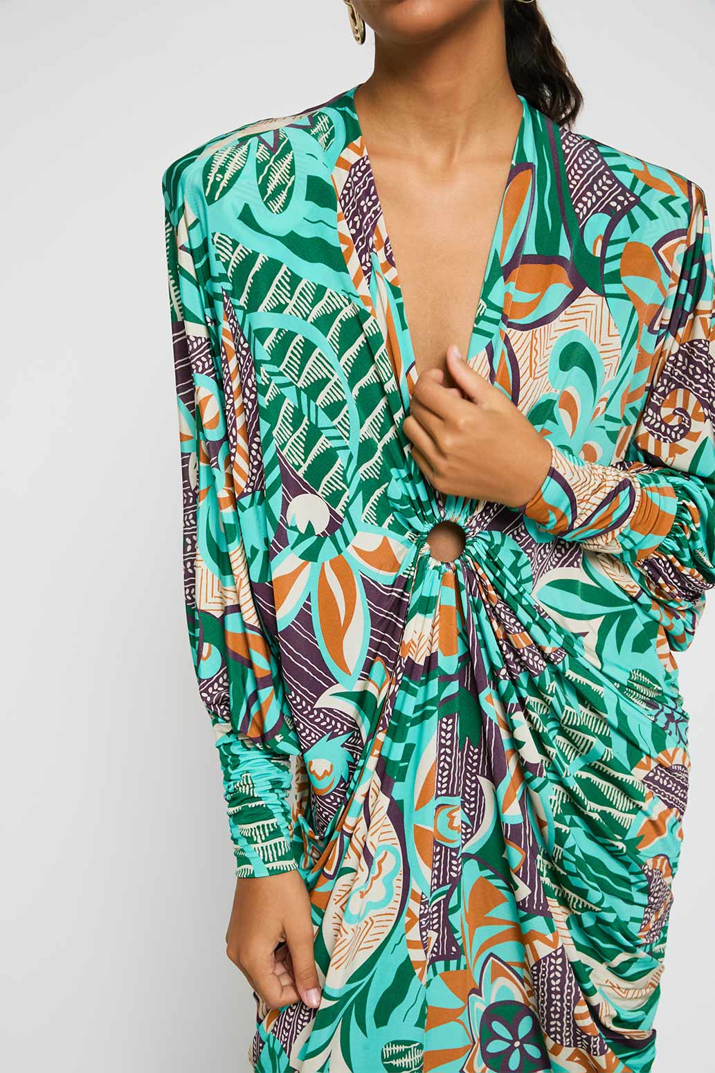 VESTIDO KAFTÁN EN PUNTO ESTAMPADO ACQUA 5 VESTIDO KAFTÁN EN PUNTO ESTAMPADO ACQUA - Imagen 4