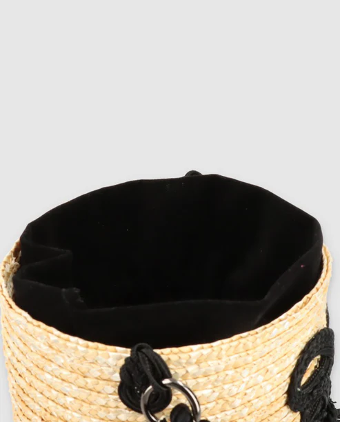 BOLSO CESTO EN PAJA DE TRIGO CON ALAMARES Y POMPONES EN FORMA DE LIBÉLULA 6 BOLSO CESTO EN PAJA DE TRIGO CON ALAMARES Y POMPONES EN FORMA DE LIBÉLULA - Imagen 5