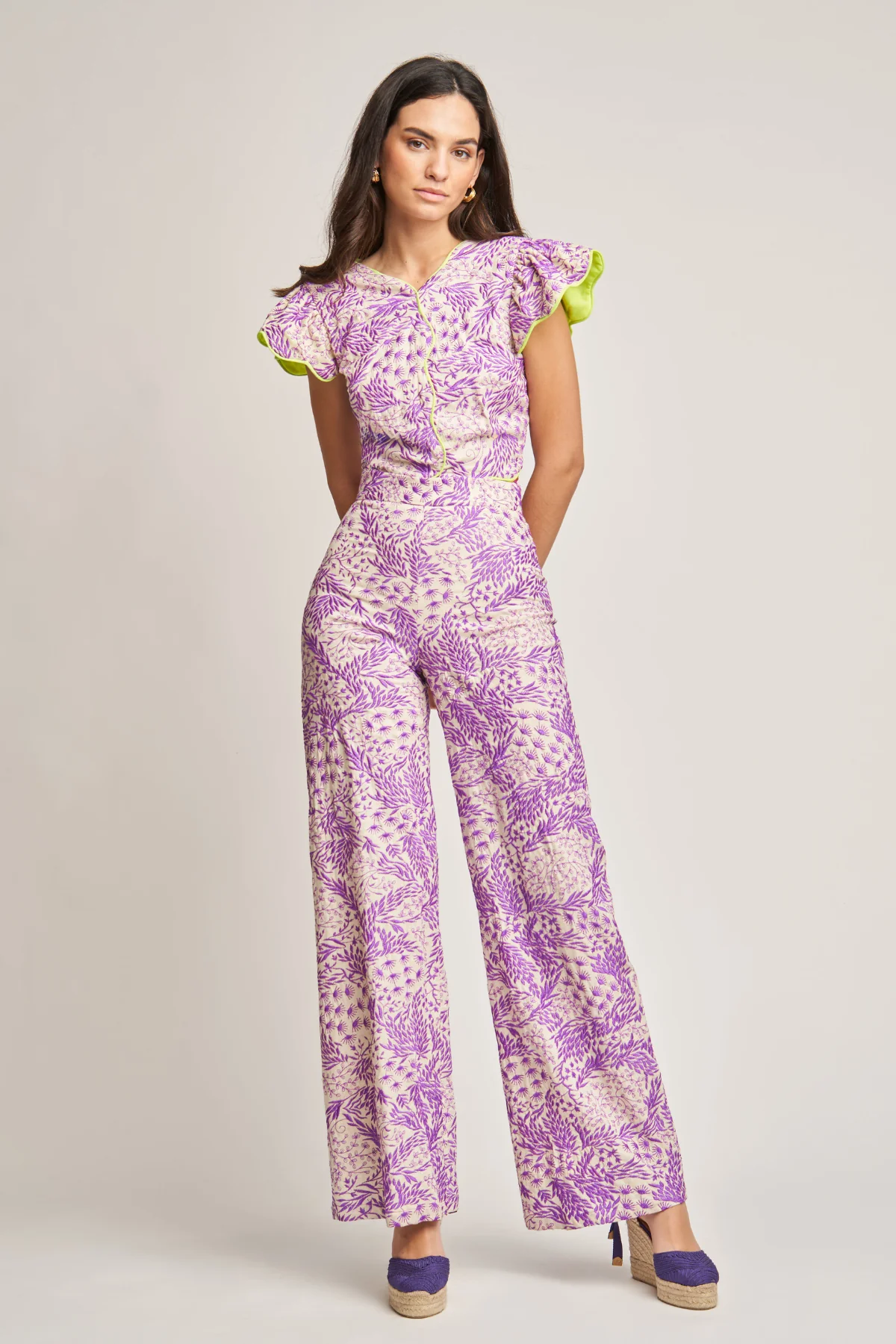 TOP BROCADO FLORAL LILA CON VIVOS FLUOR 4 TOP BROCADO FLORAL LILA CON VIVOS FLUOR - Imagen 3