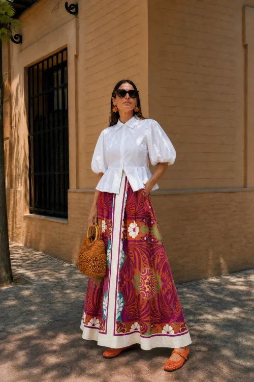 FALDA FLUIDA CON ESTAMPADO FLORAL