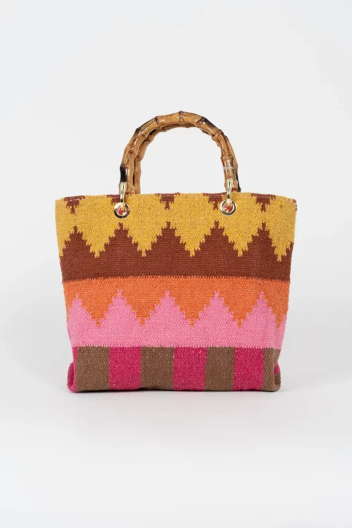 SHOPPER ESTAMPADO ZIGZAG GEOMÉTRICAS MULTI CON ASA DE ASTA