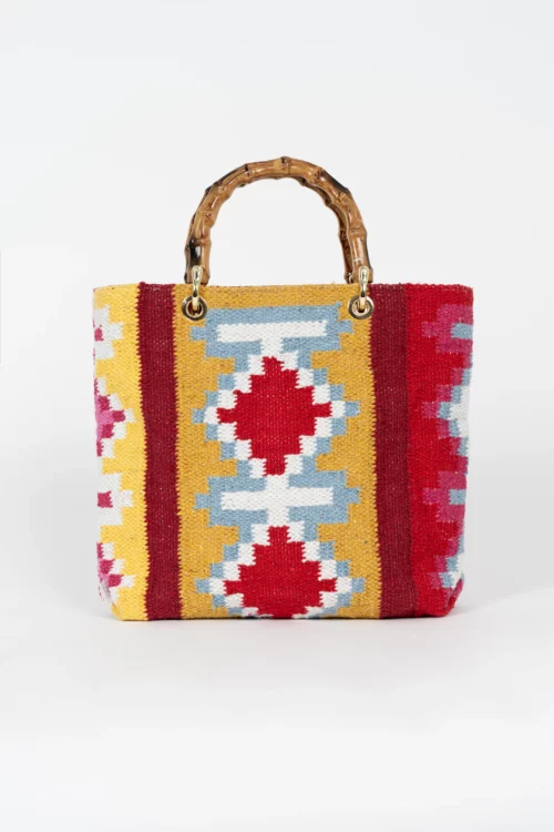 SHOPPER ESTAMPADO RAYAS GEOMÉTRICAS MULTI CON ASA DE ASTA