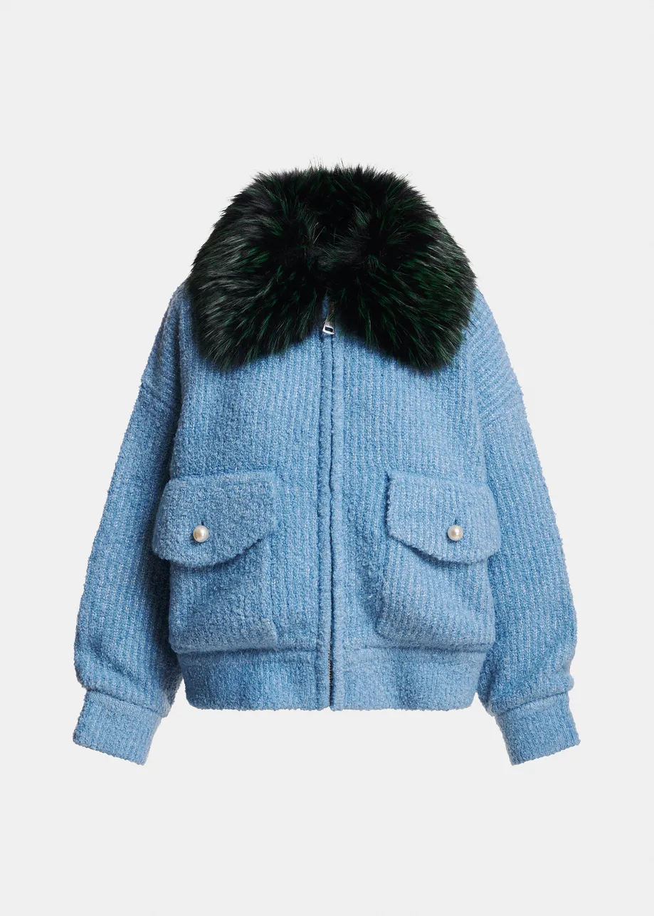 CAZADORA BOMBER DE BOUCLÉ CON CUELLO DESMONTABLE SINTÉTICO 7 CAZADORA BOMBER DE BOUCLÉ CON CUELLO DESMONTABLE SINTÉTICO - Imagen 6