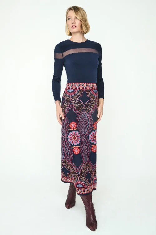 Home 6 FALDA MIDI BORDADA CON MOTIVOS FLORALES