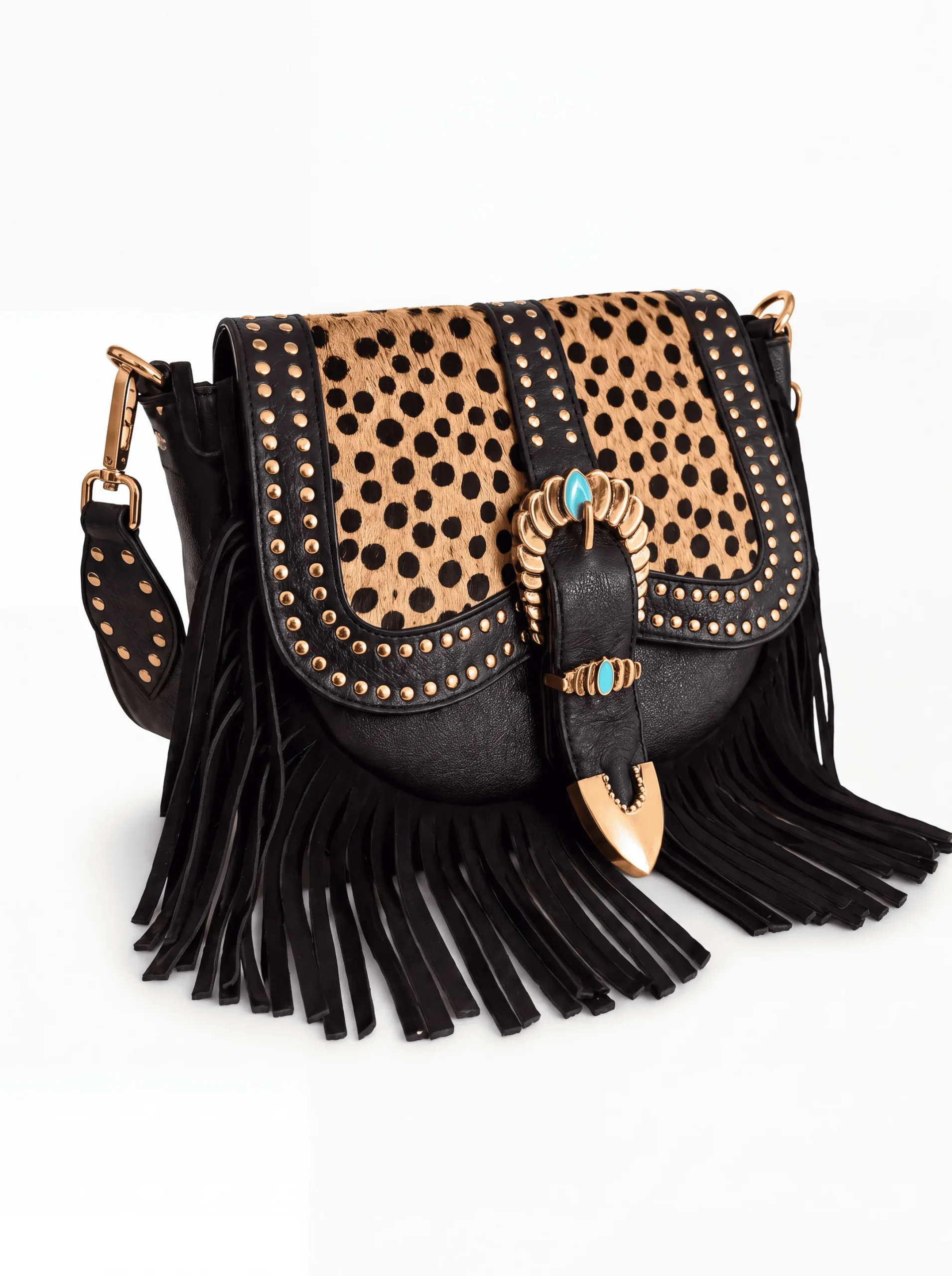 BOLSO BANDOLERA PIEL CON SOLAPA PELO ANIMAL PRINT CAMEL/NEGRO 5 BOLSO BANDOLERA PIEL CON SOLAPA PELO ANIMAL PRINT CAMEL/NEGRO - Imagen 4